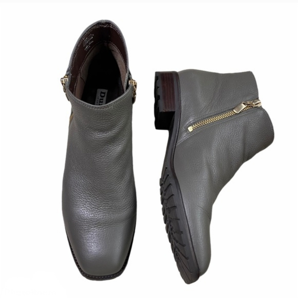 Dune London Grey Leather Zip Up Porta Chelsea Boots SZ 39